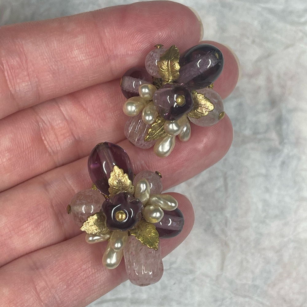 Vintage 1930s Louis Rousselet Paris Poured Glass Earrings.